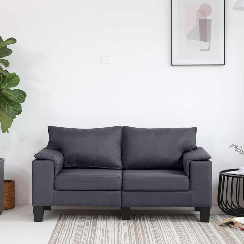 2-Seater Sofa Dark Grey Fabric