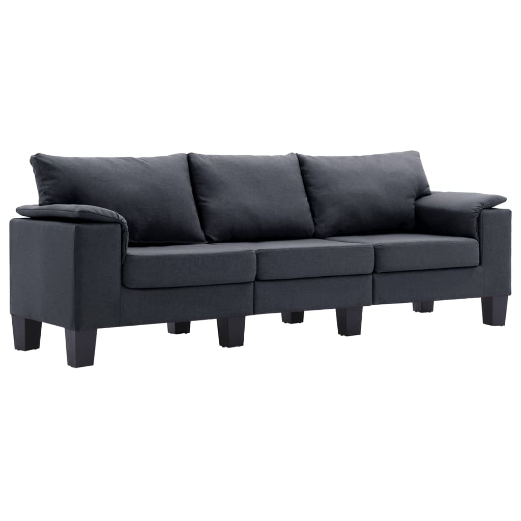 3-Seater Sofa Dark Grey Fabric