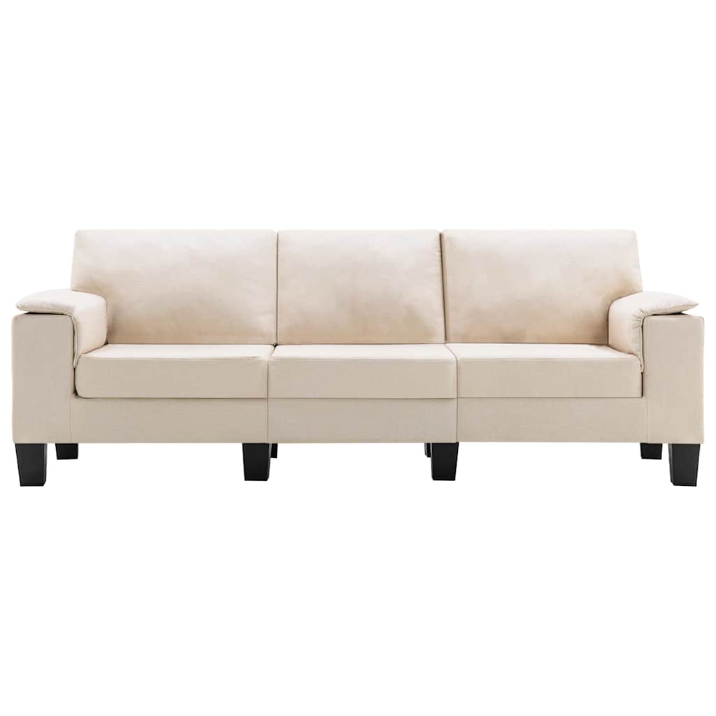 3-Seater Sofa Cream Fabric