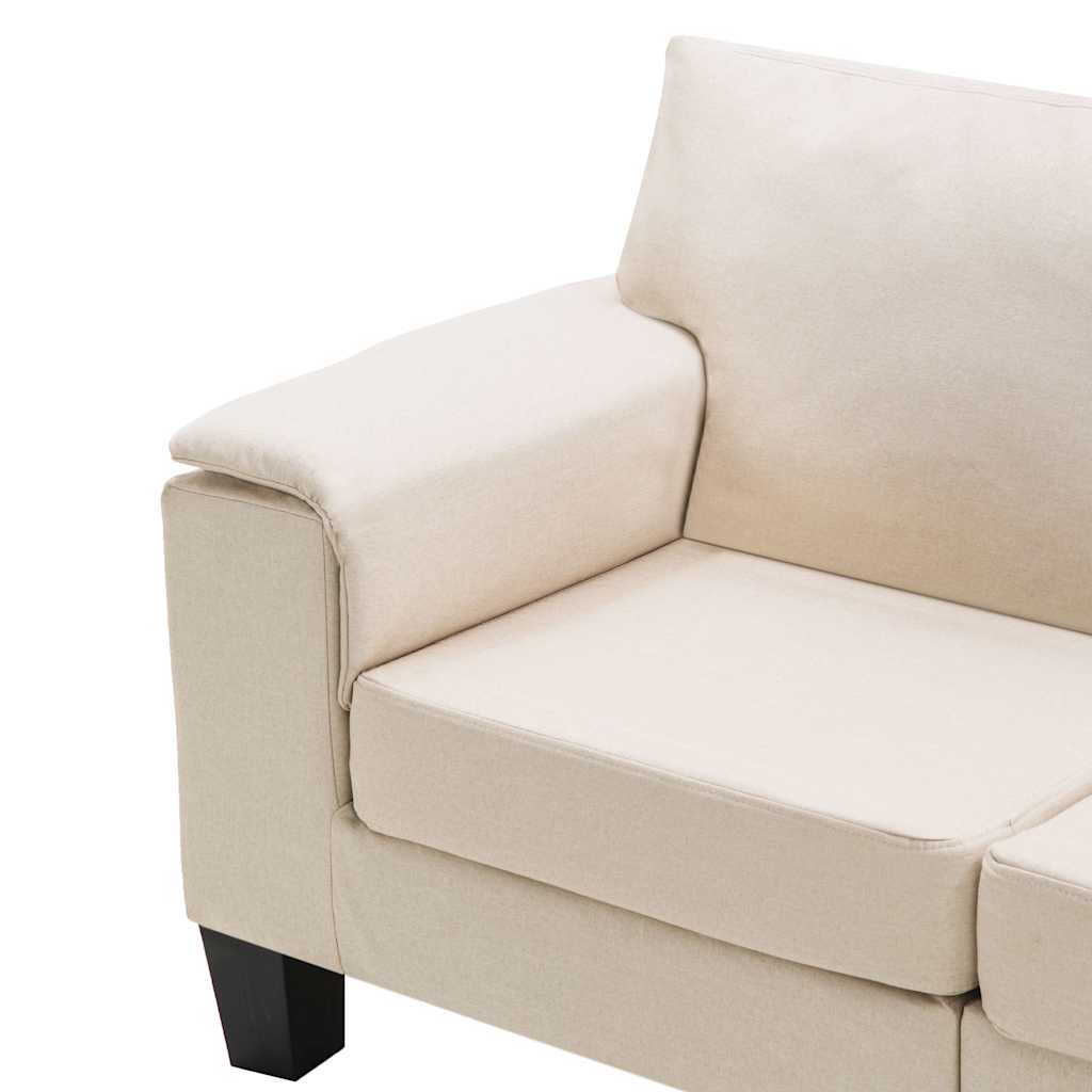 3-Seater Sofa Cream Fabric