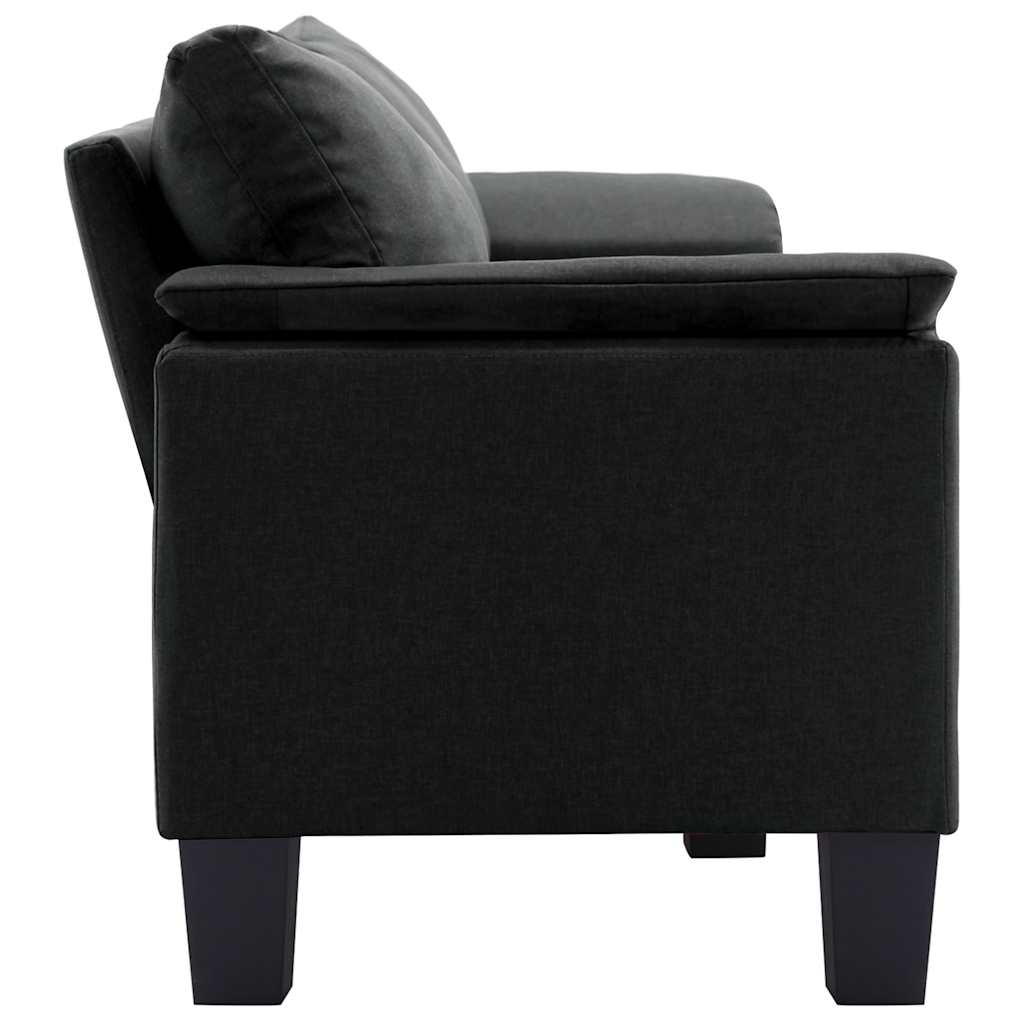 3-Seater Sofa Black Fabric