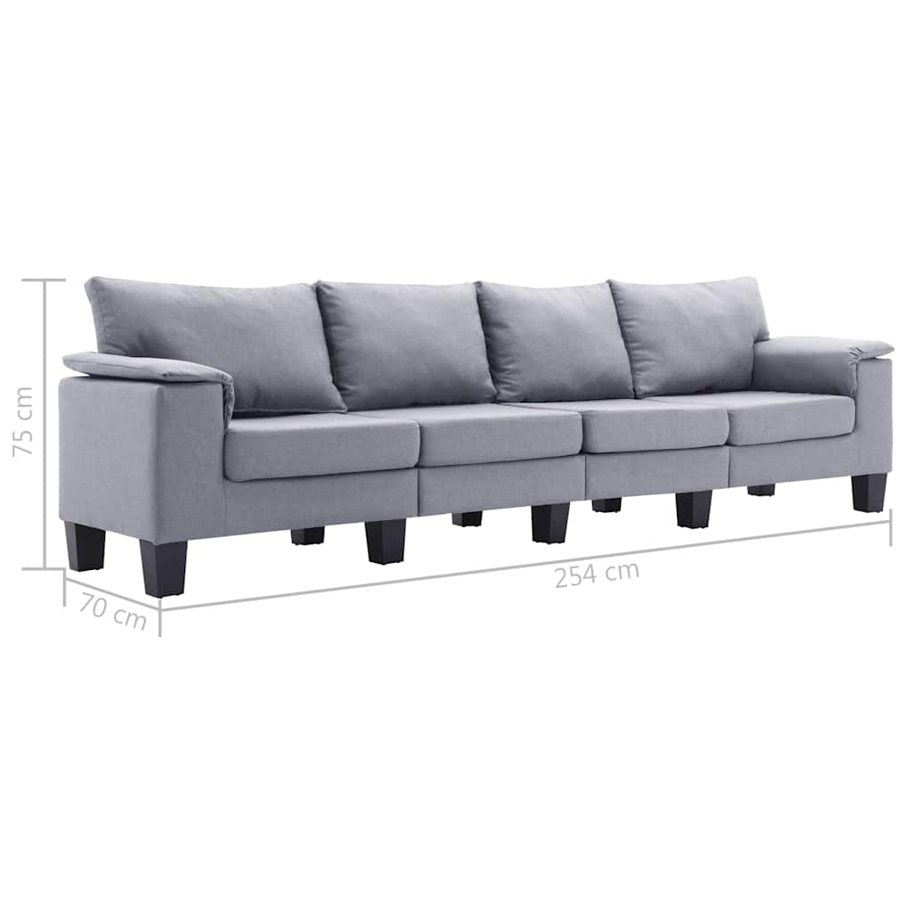 4-Seater Sofa Light Grey Fabric