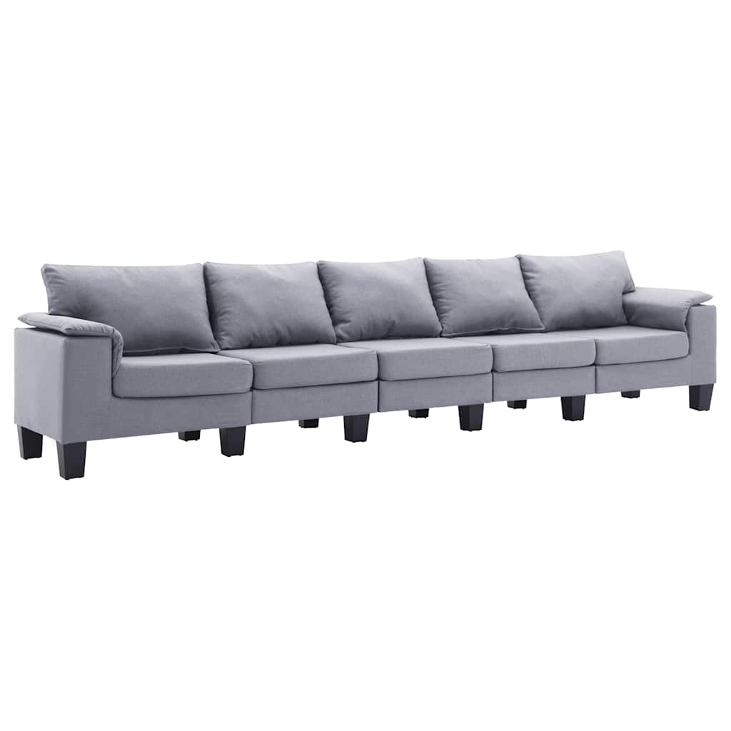 5-Seater Sofa Light Grey Fabric