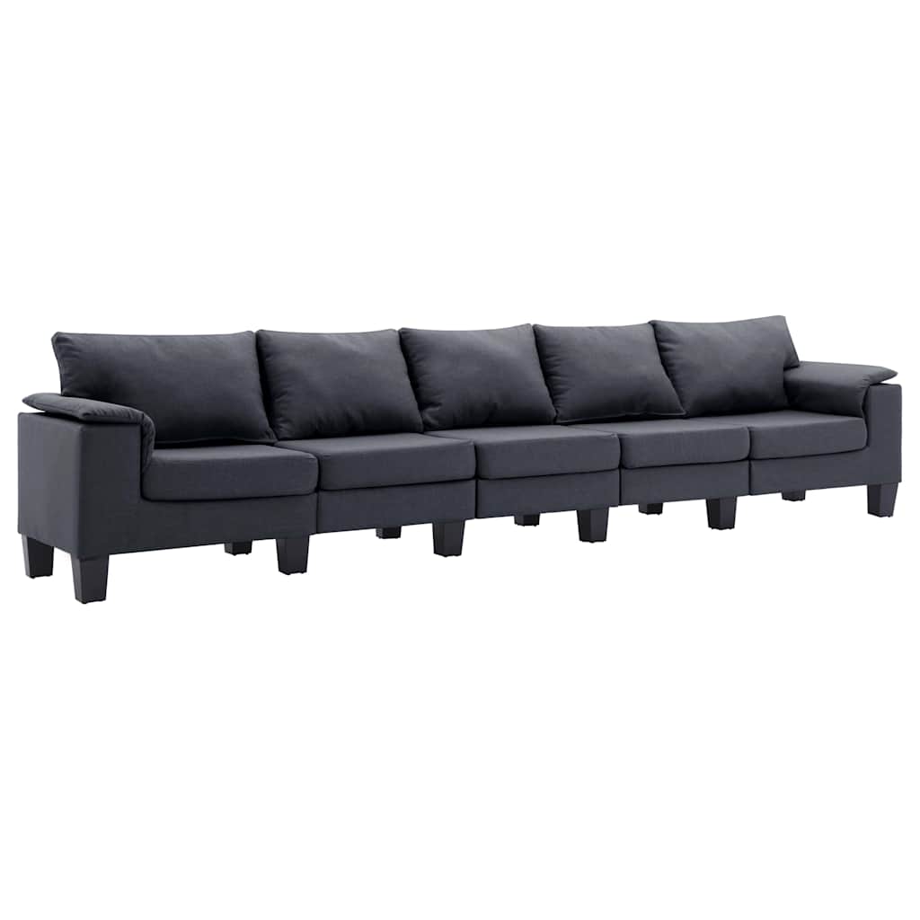 5-Seater Sofa Dark Grey Fabric