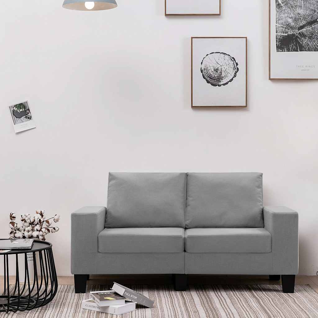 2-Seater Sofa Light Grey Fabric