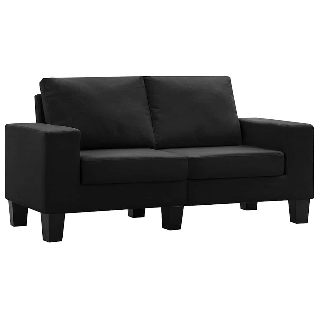 2-Seater Sofa Black Fabric