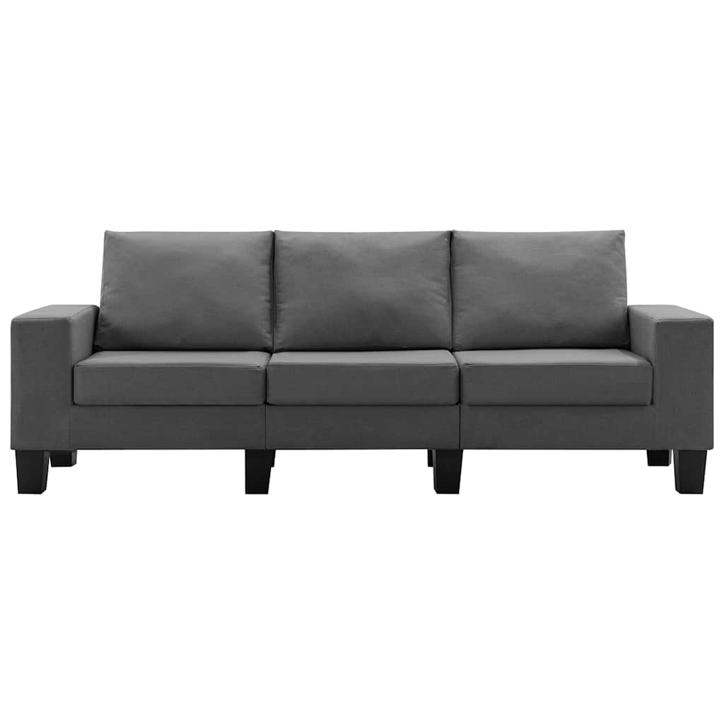 3-Seater Sofa Dark Grey Fabric