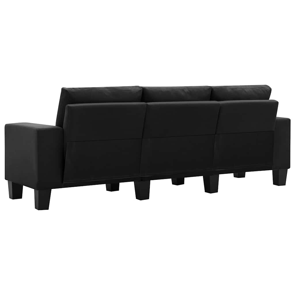 3-Seater Sofa Black Fabric