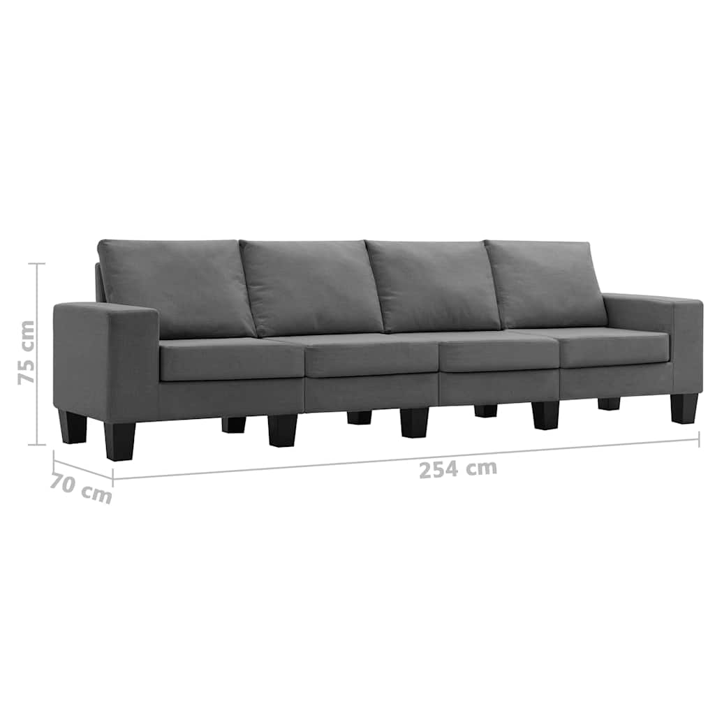 4-Seater Sofa Dark Grey Fabric