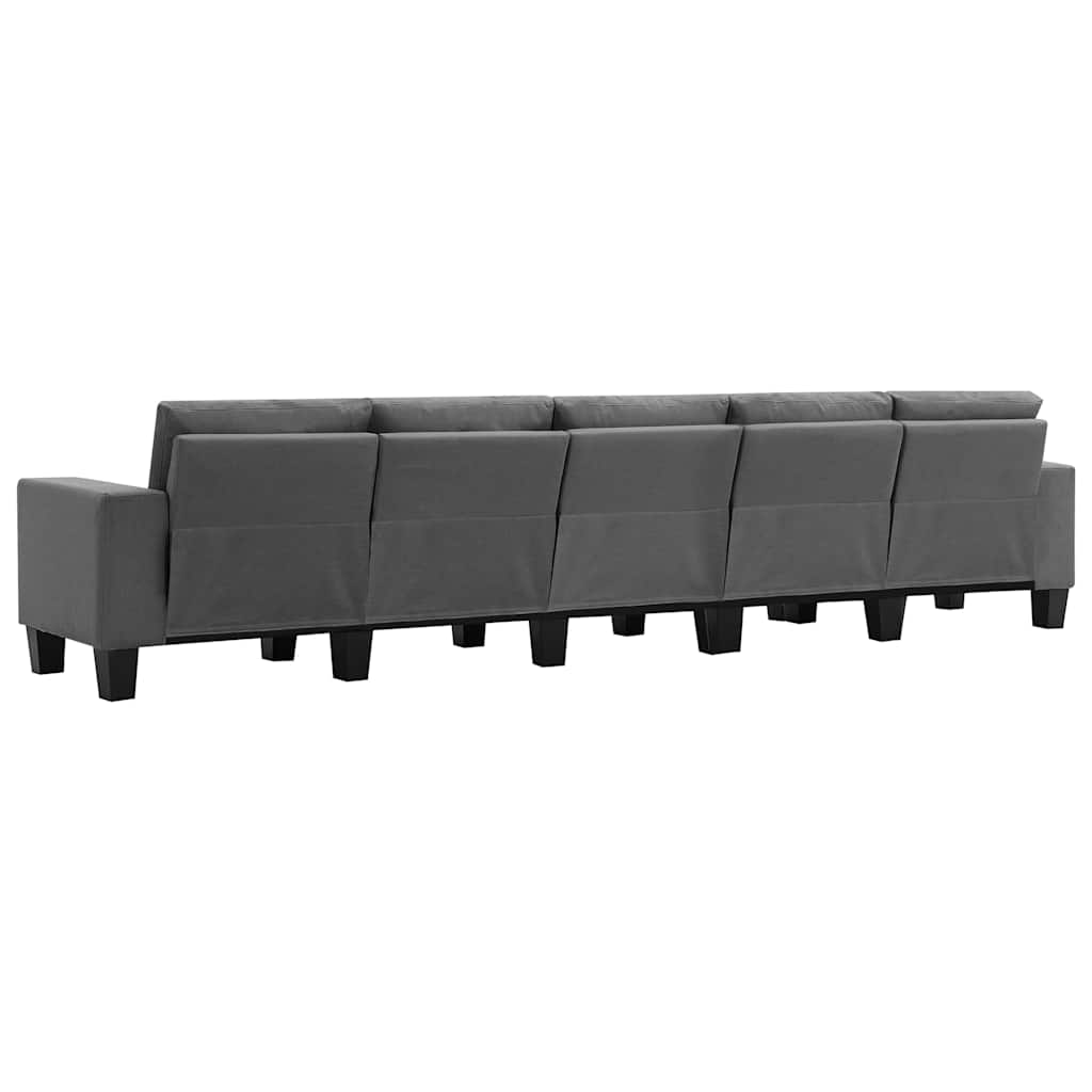 5-Seater Sofa Dark Grey Fabric