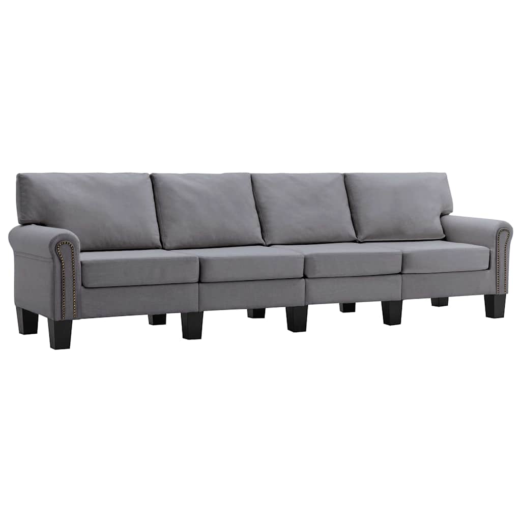 4-Seater Sofa Light Grey Fabric