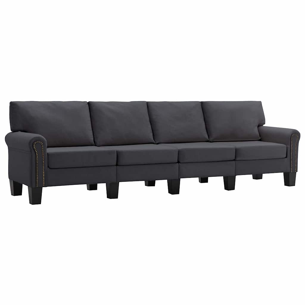 4-Seater Sofa Dark Grey Fabric
