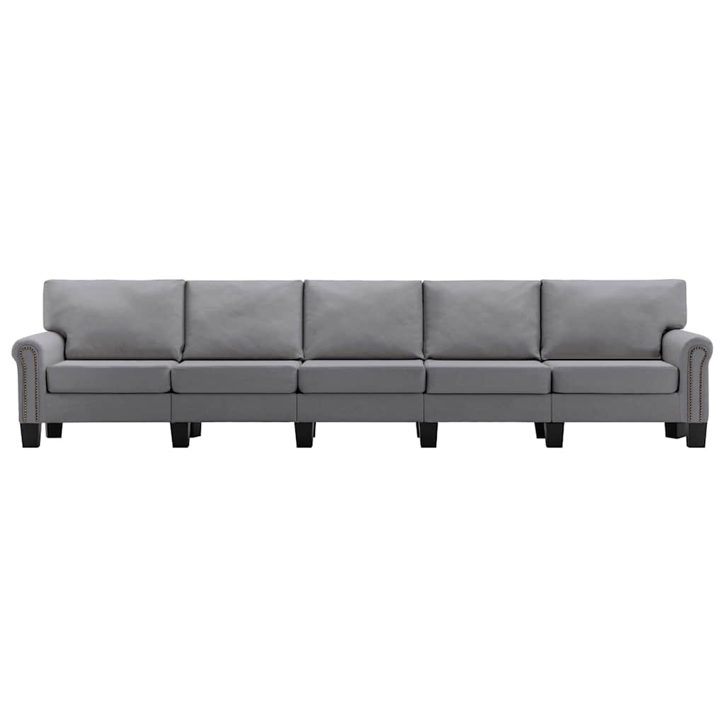 5-Seater Sofa Light Grey Fabric