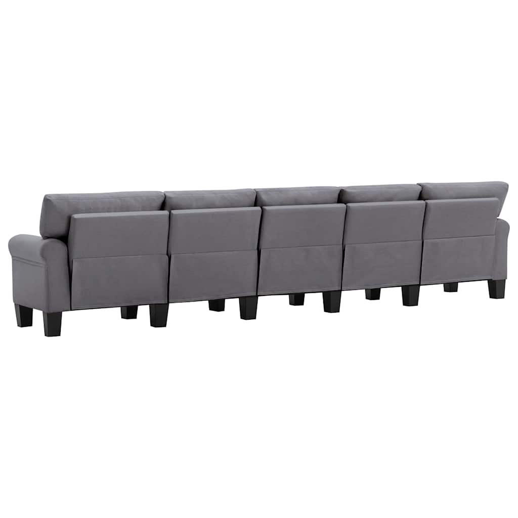 5-Seater Sofa Light Grey Fabric