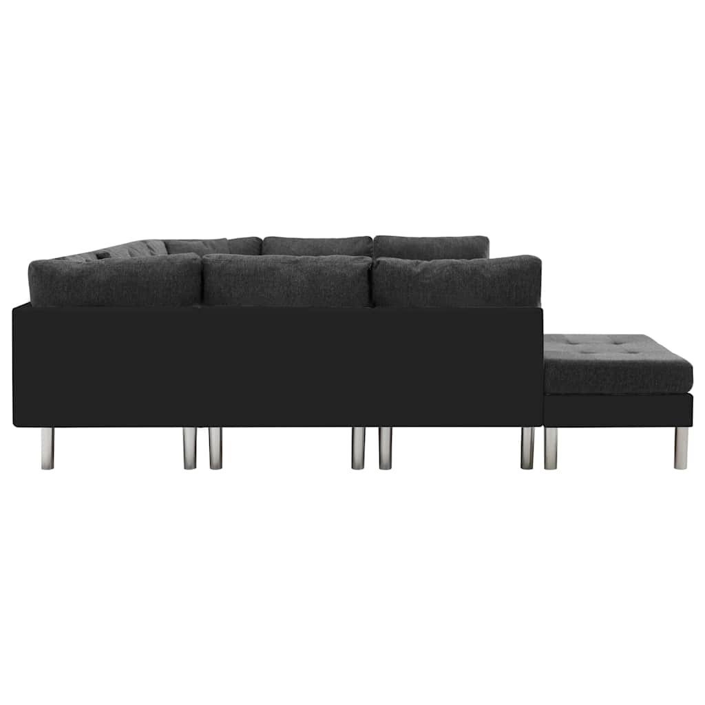 Sectional Sofa Faux Leather Black