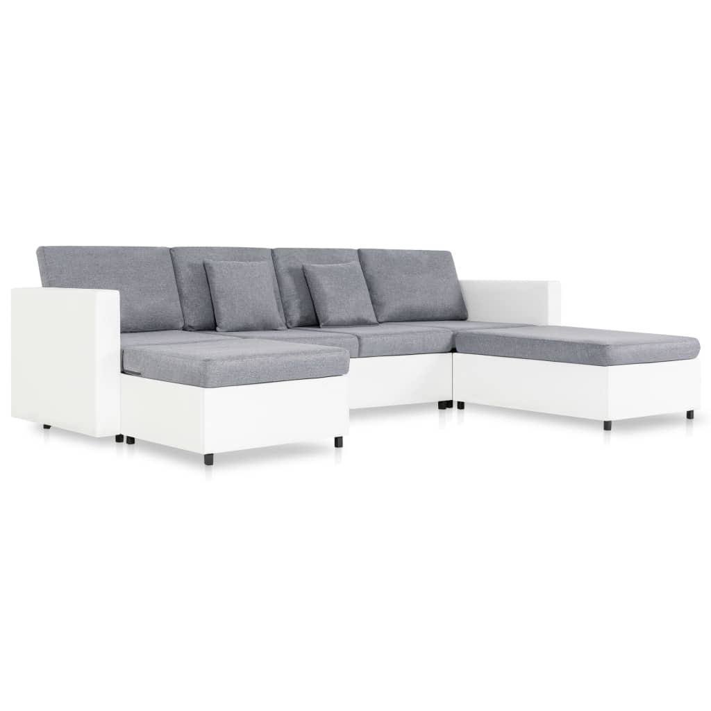 4-Seater Pull-out Sofa Bed Faux Leather White