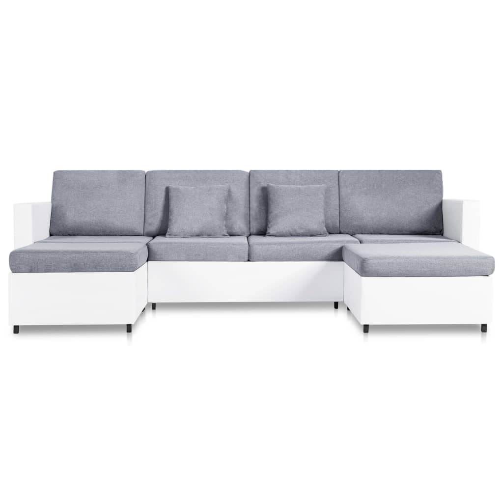 4-Seater Pull-out Sofa Bed Faux Leather White