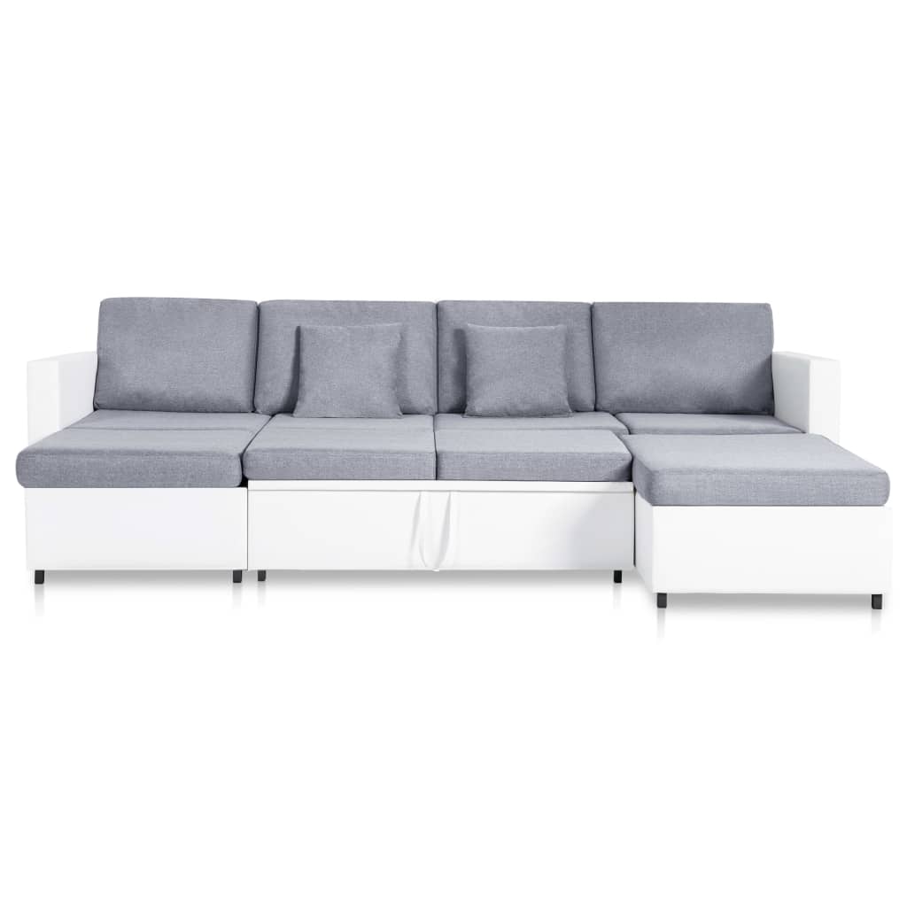 4-Seater Pull-out Sofa Bed Faux Leather White