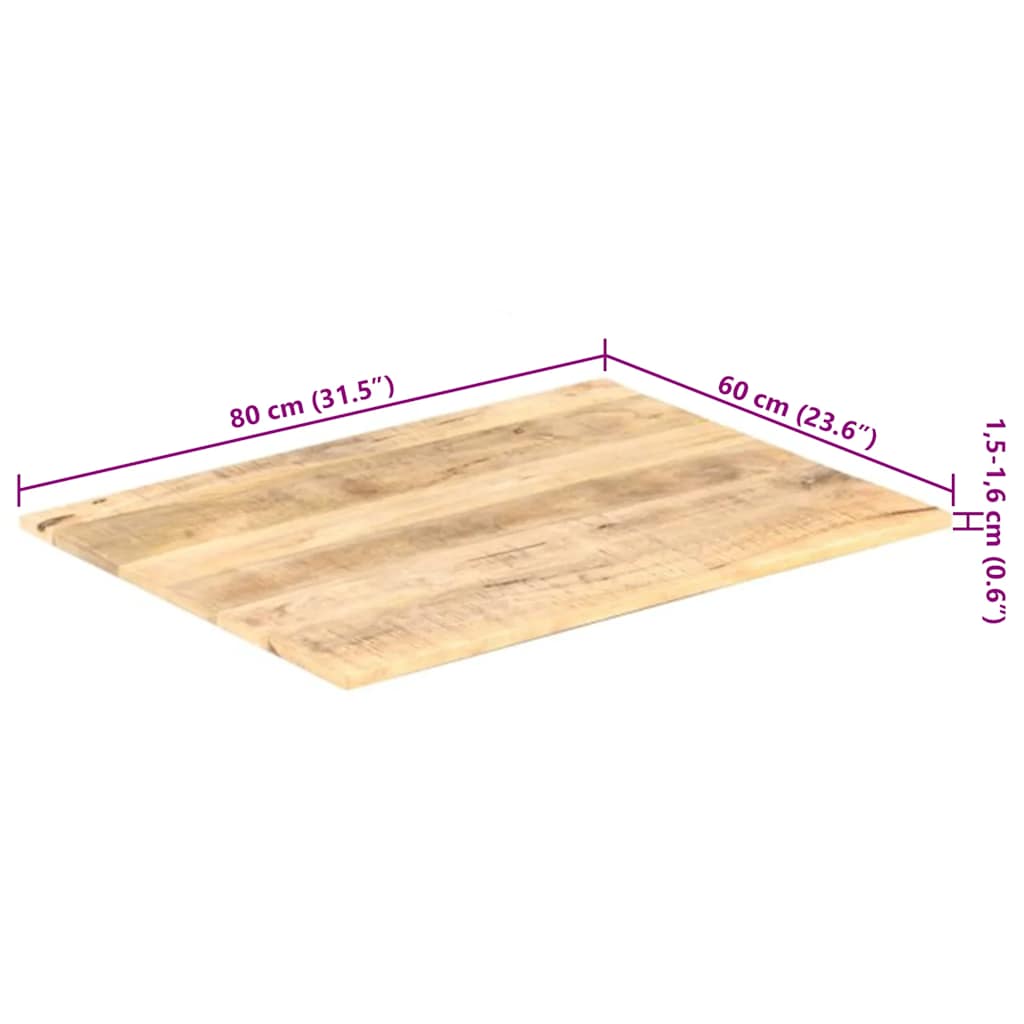 Table Top Solid Wood Mango 15-16 mm 80x60 cm