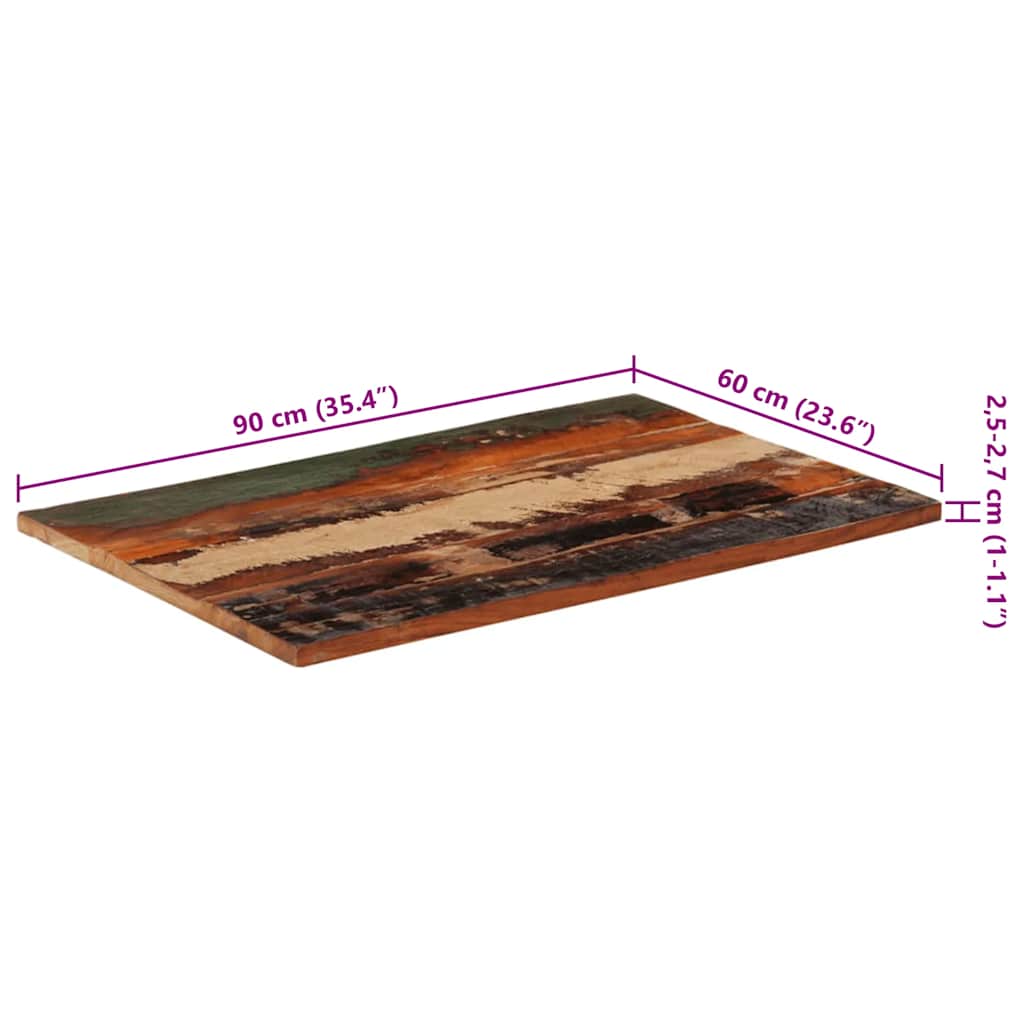 Rectangular Table Top 60x90 cm 25-27 mm Solid Wood Reclaimed