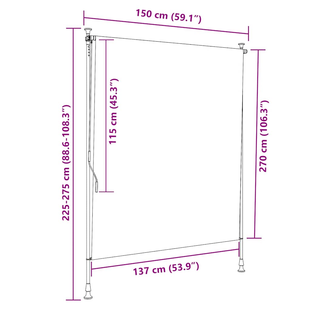 Outdoor Roller Blind 150x270 cm Anthracite