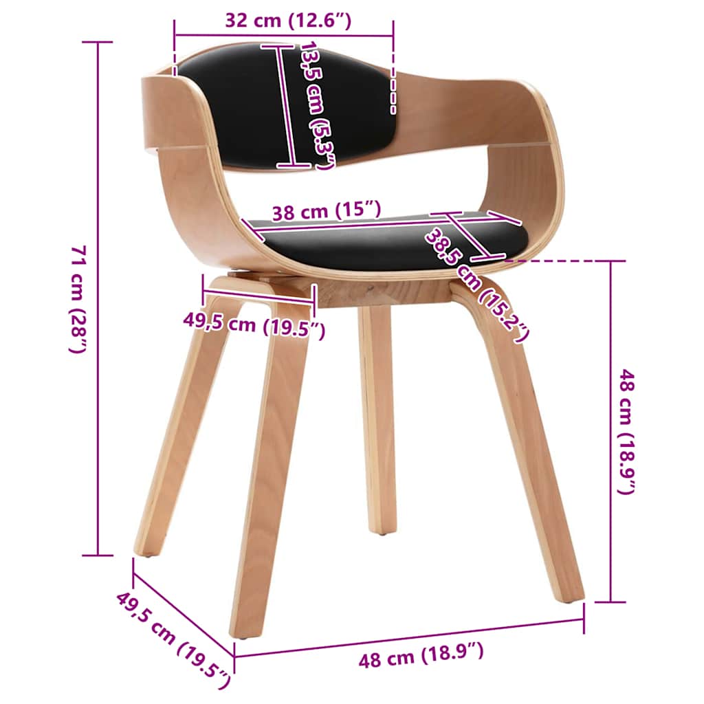 Dining Chairs 2 pcs Bent Wood and Faux Leather