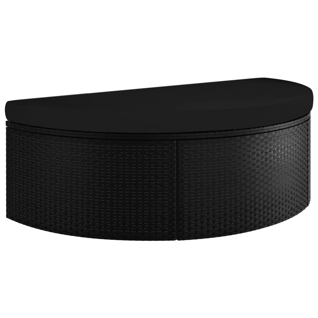 Garden Bed with Parasol Poly Rattan Black