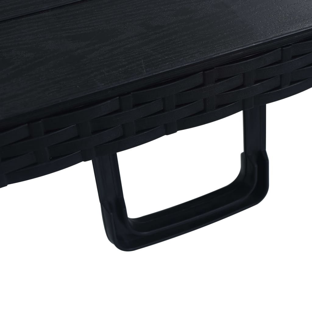 Folding Garden Table Black 180x75x72 cm HDPE Imitation Rattan