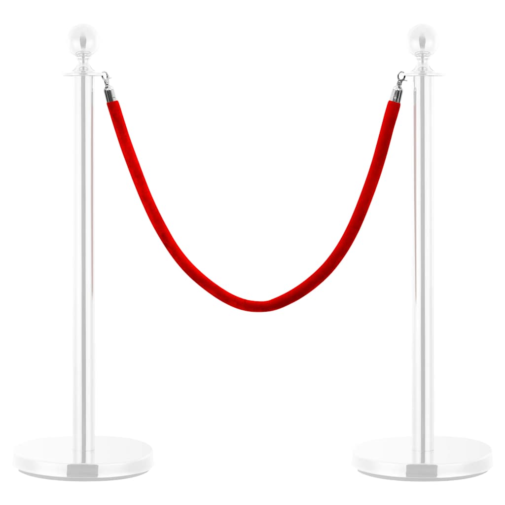 Stanchion Stand Rope Red and Silver Velvet