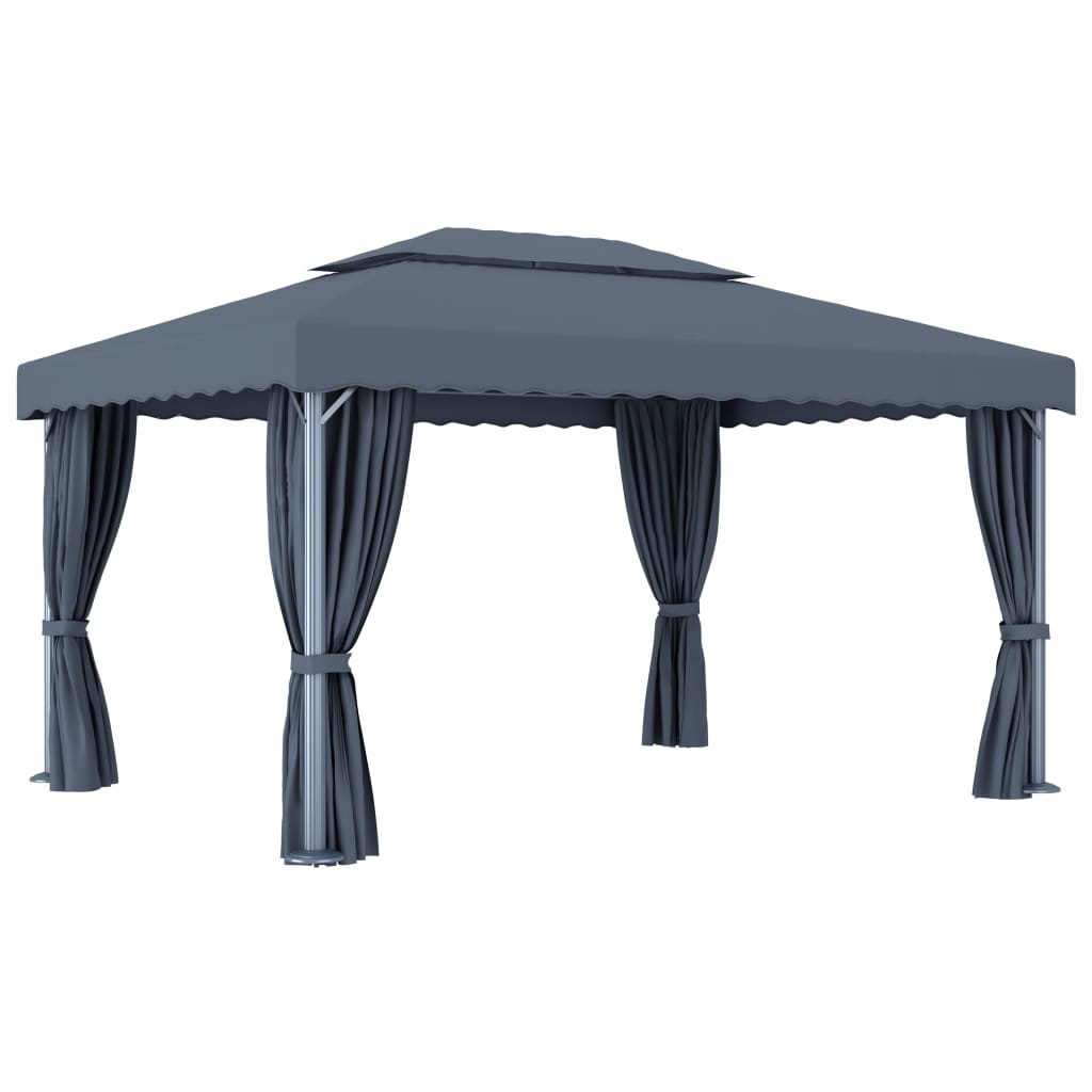 Gazebo with Curtain 4x3 m Anthracite