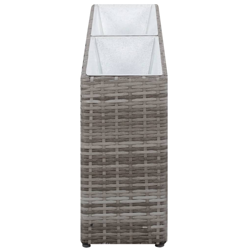 Garden Raised Bed with 2 Pots 90x20x40 cm Poly Rattan Grey