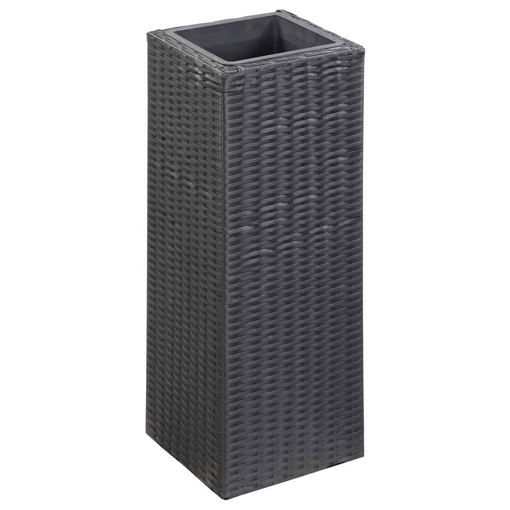 Garden Raised Beds 3 pcs Poly Rattan Black