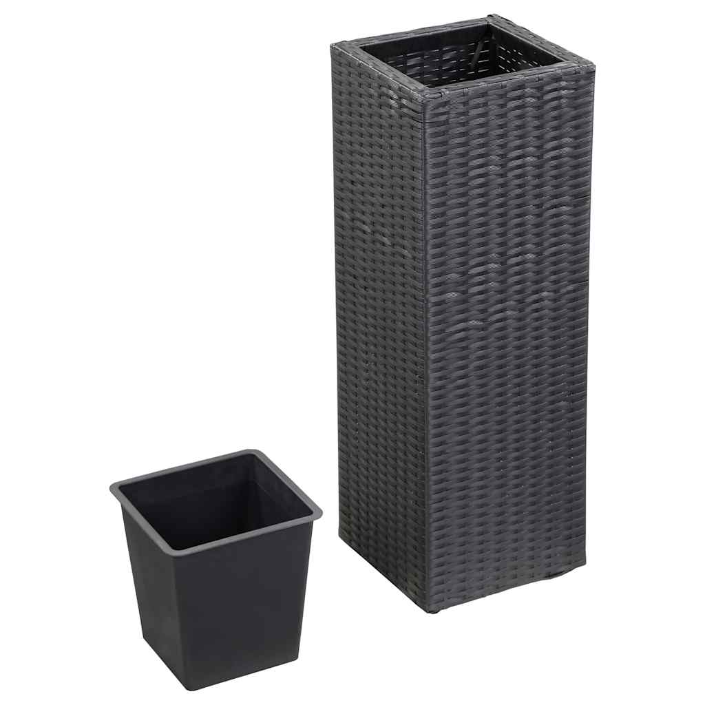 Garden Raised Beds 3 pcs Poly Rattan Black