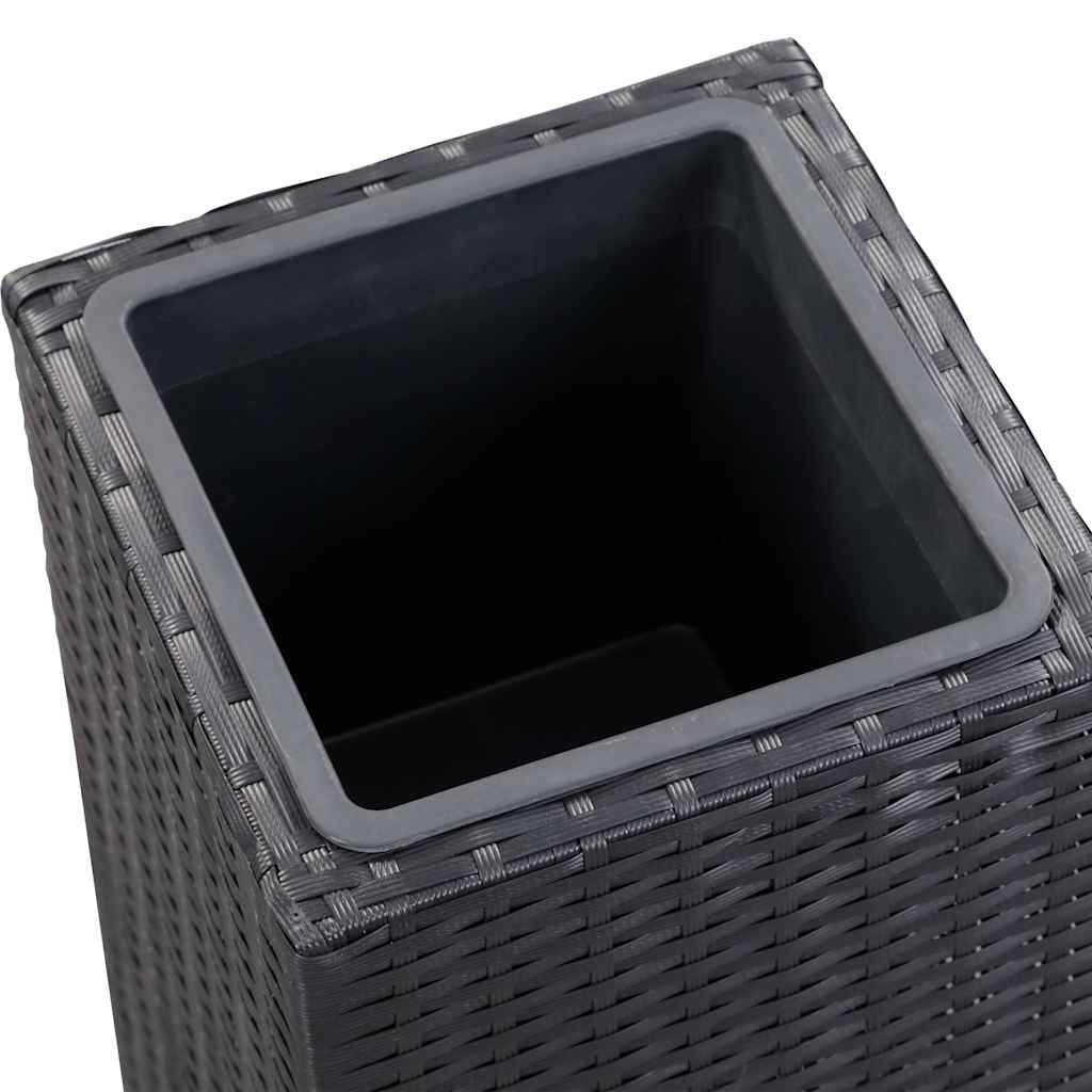 Garden Raised Beds 3 pcs Poly Rattan Black