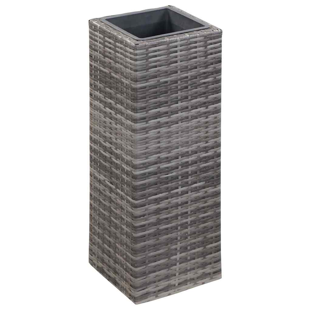 Garden Raised Beds 3 pcs Poly Rattan Grey