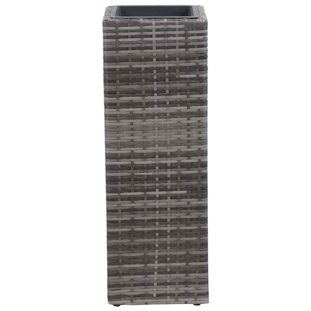 Garden Raised Beds 3 pcs Poly Rattan Grey