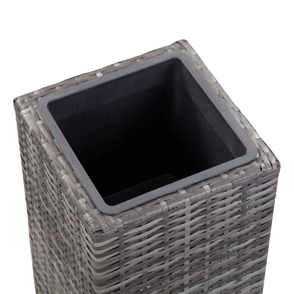 Garden Raised Beds 3 pcs Poly Rattan Grey
