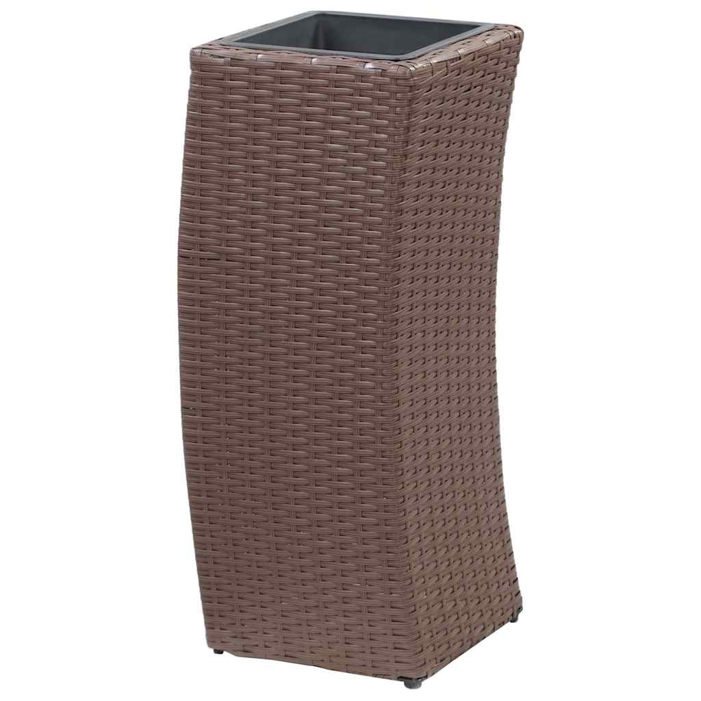 Garden Raised Beds 3 pcs Poly Rattan Brown