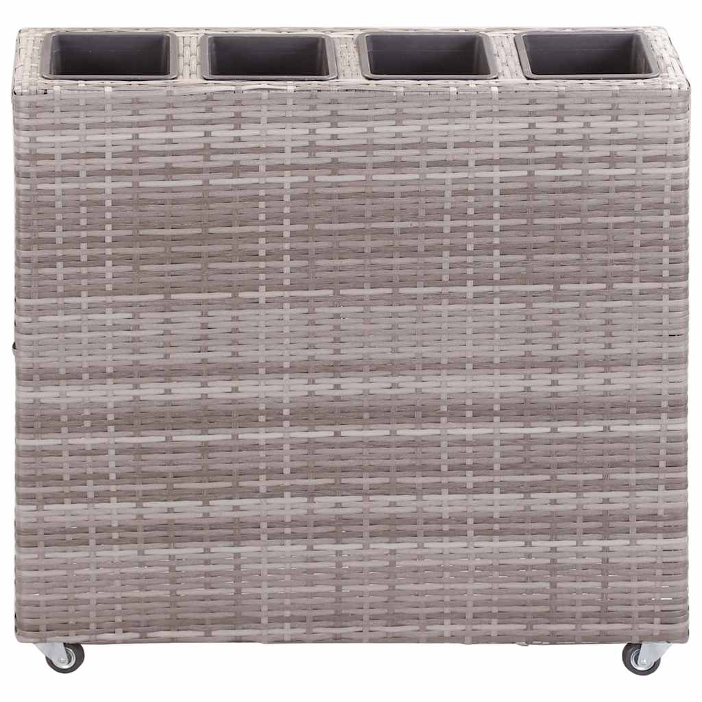 Garden Raised Bed with 4 Pots 80x22x79 cm Poly Rattan Grey