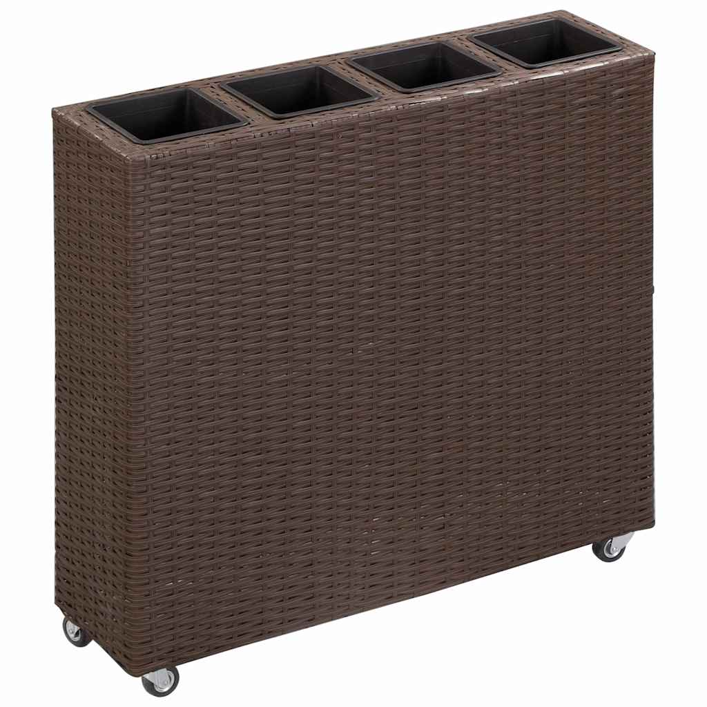 Garden Raised Bed with 4 Pots 80x22x79 cm Poly Rattan Brown