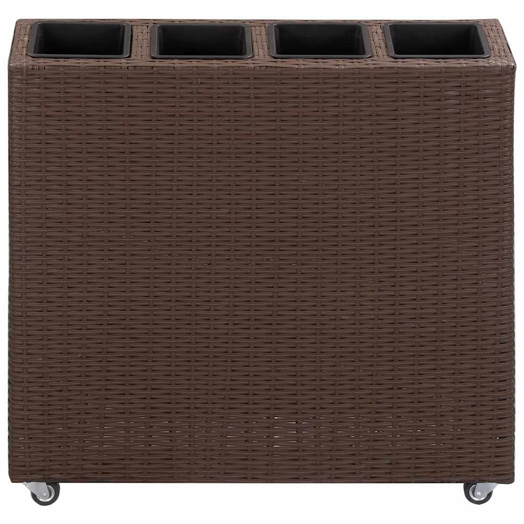 Garden Raised Bed with 4 Pots 80x22x79 cm Poly Rattan Brown