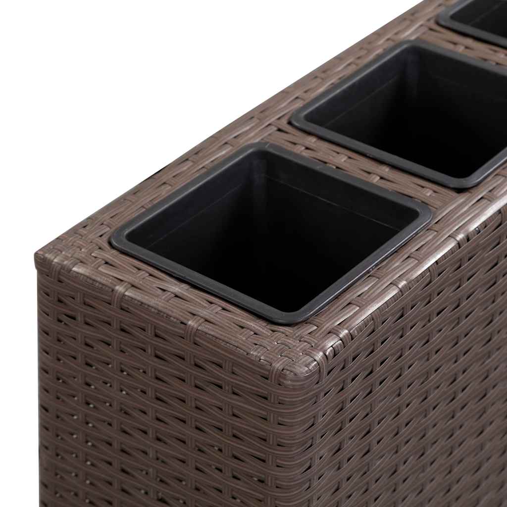 Garden Raised Bed with 4 Pots 80x22x79 cm Poly Rattan Brown