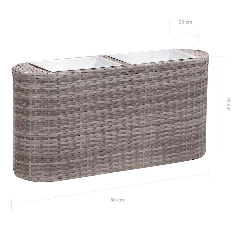 Garden Raised Bed 80x25x40 cm Poly Rattan Grey