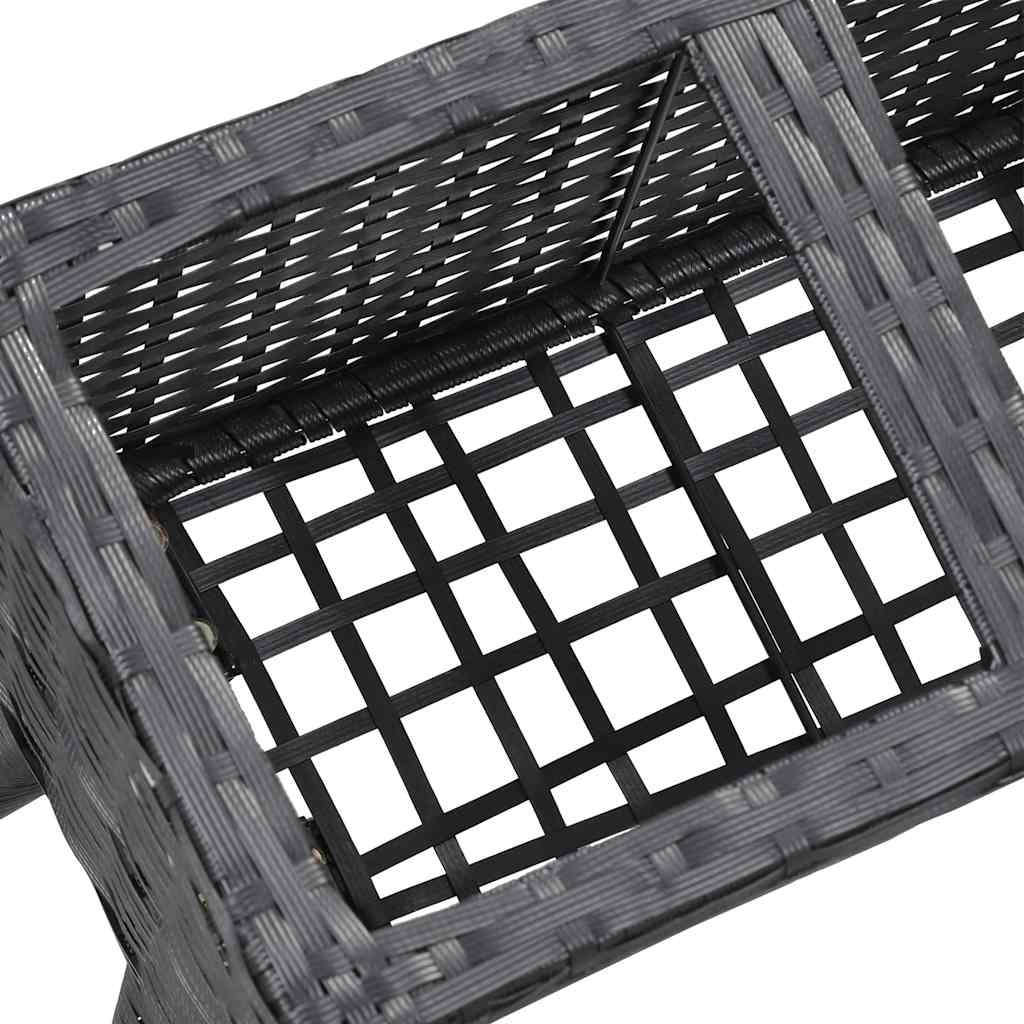 Garden Raised Bed with Legs and 3 Pots 72x25x50 cm Poly Rattan Black