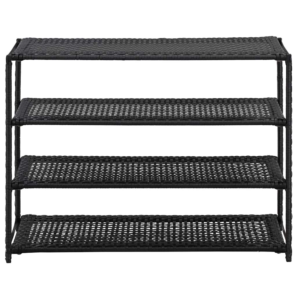 Shoe Rack Black 80x30x60 cm Poly Rattan