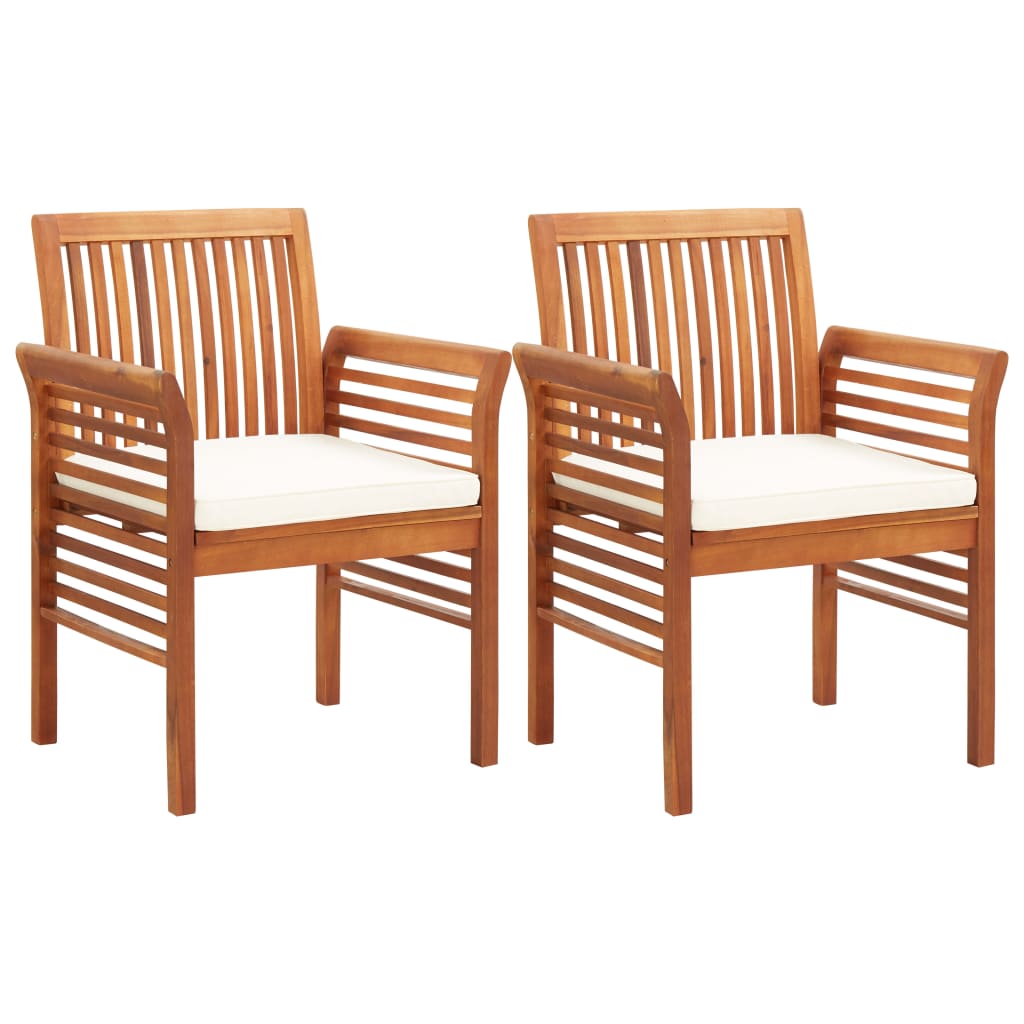 3 Piece Outdoor Dining Set with Cushions Solid Wood Acacia
