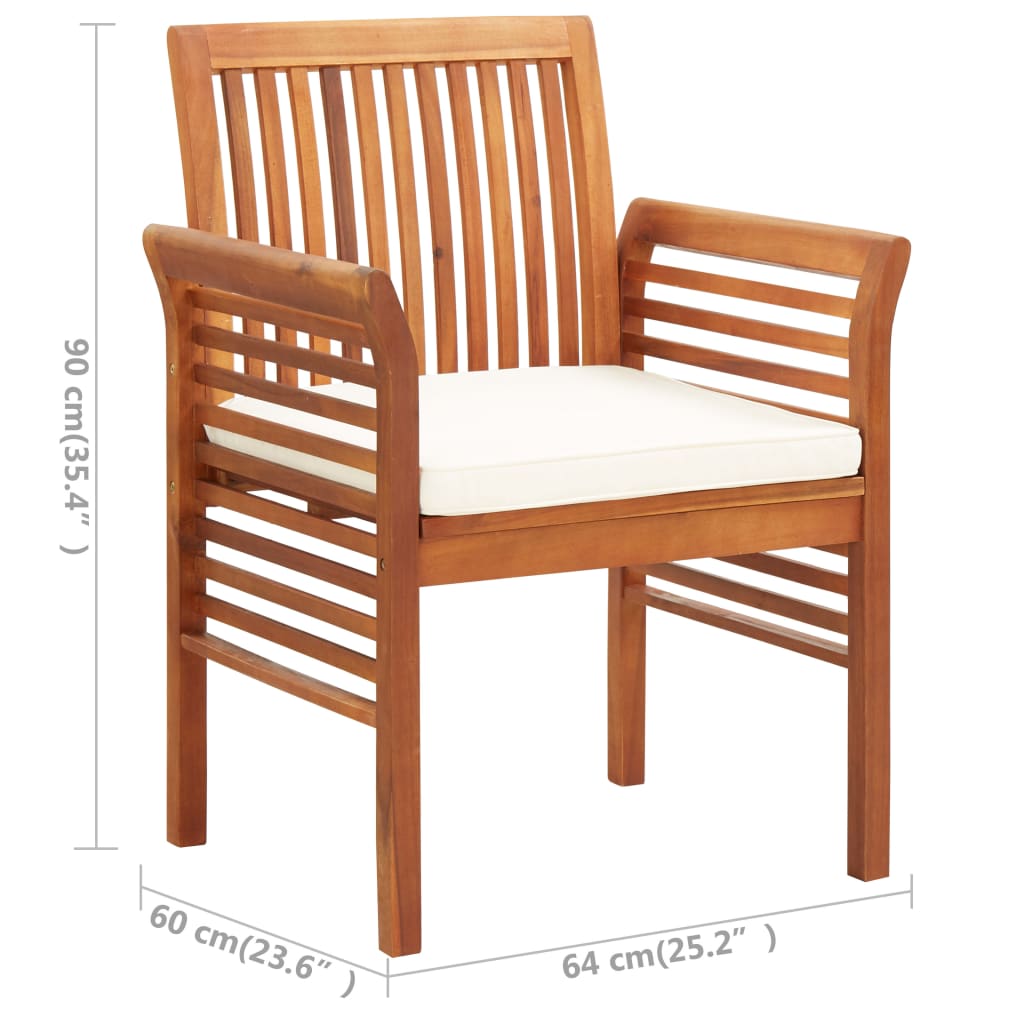 3 Piece Outdoor Dining Set with Cushions Solid Wood Acacia