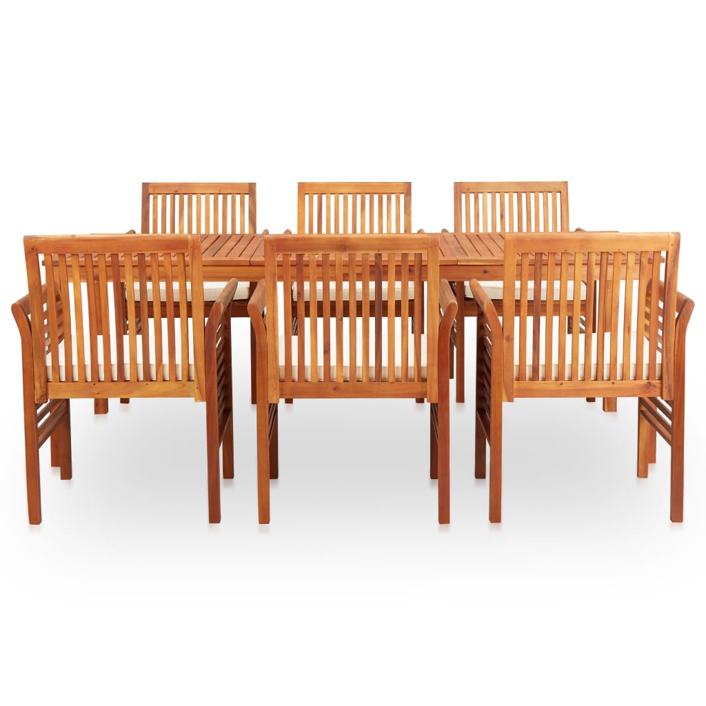 7 Piece Outdoor Dining Set with Cushions Solid Wood Acacia