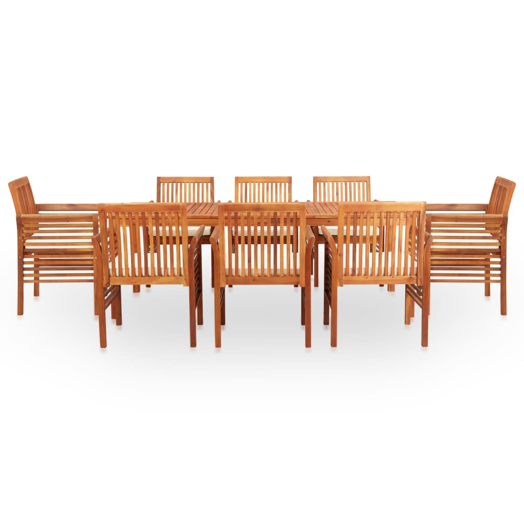 9 Piece Outdoor Dining Set with Cushions Solid Wood Acacia