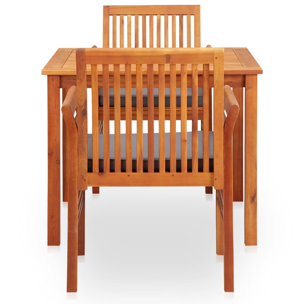 3 Piece Outdoor Dining Set with Cushions Solid Wood Acacia